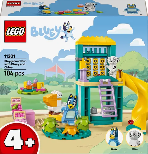 LEGO Bluey Bluey und Chloe auf dem Spielplatz 11201 - Spielbausteine für Kinder ab 4 Jahren, fördert kreatives Spielen und Problemlösungsfähigkeiten mit beliebten Figuren und vielseitigem Spielplatz-Design.