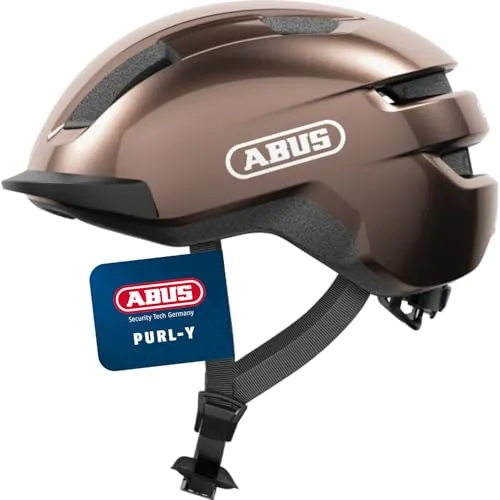 ABUS PURL-Y Fahrradhelm – NTA-Schutzhelm für E-Bikes und S-Pedelecs – Braun, Größe L - Fahrradhelme, sicherer NTA-zertifizierter Schutzhelm für E-Bike und S-Pedelec mit hohem Tragekomfort und Platz für Zöpfe – ideal für Alltag und Freizeit.