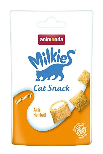 animonda Milkies Katzensnack mit Milch - Knusperkissen Harmony (12 x 30g), getreidefreie Katzenleckerli Milch Katzensnacks für Erwachsene Katzen