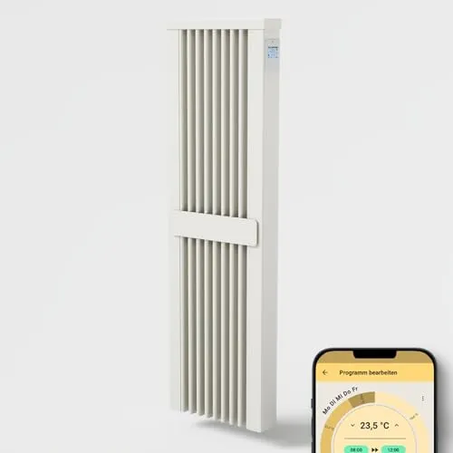 AeroFlow Elektroheizung mit Schamotte Speicherkern FlexiSmart Pro WLAN Fähig App Steuerung (SLIM TALL 1600)