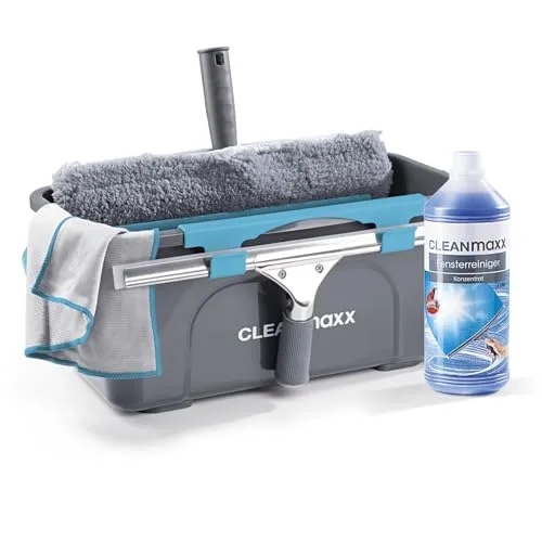 CLEANmaxx Sprühwischer Fensterreiniger (7-tlg) - Bodenwischer-Set für streifenfreies Putzen, ermöglicht müheloses und gründliches Fensterputzen ohne Akkus oder Batterien.