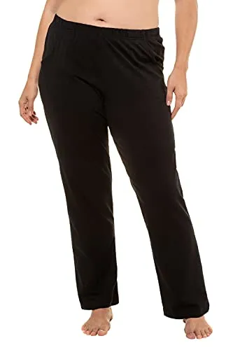 Ulla Popken Damen Hose BHs, Schwarz, 50-52 EU - Sport-Jogginghose aus Baumwolljersey mit Stretchkomfort und Rundum-Gummibund, ideal für bequeme Freizeitaktivitäten.