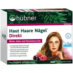 Hübner Haut Haare Nägel Direkt Rotfrucht Flüss.  - Arzneimittel zur Unterstützung von Haut, Haaren und Nägeln mit natürlichem Silicium, Biotin und fruchtigem Geschmack. Praktische Direktsticks für eine einfache Einnahme.