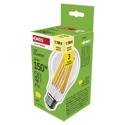 EMOS LED Lampe Edison A70, 18W Ersatz für 150W Glühbirne, Vintage-Glühlampe mit E27 Sockel und Helligkeit 2452 lm, Warmweiß 2700 K