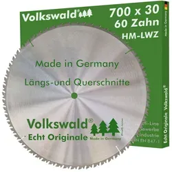 Volkswald Kreissägeblatt Volkswald ® HM-Sägeblatt LWZ 700 x 30 mm Z= 60 Kreissägeblatt Hartholz, Echt Originale Volkswald® Made in Germany