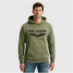 PME LEGEND Kapuzensweatshirt Hooded soft terry with logo mit Logo Print grün XL (54)