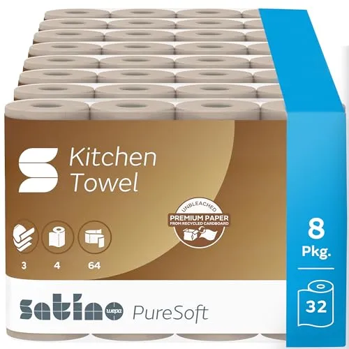 satino by wepa Küchenrolle PureSoft 175890 - Sonstige Kategorie mit extrem saugstarkem, 3-lagigem Küchenpapier, umweltfreundlich und nachhaltig hergestellt in Deutschland - ideal für den täglichen Gebrauch.