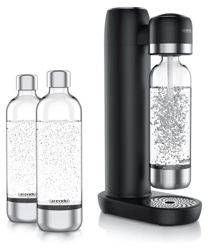Arendo Wassersprudler Soda Maker mit 3 Flaschen - Wassersprudler-Set mit 3 BPA-freien Flaschen für sprudelndes Wasser, individuell dosierbare Sprudelstärke und kompatibel mit 60l CO2 Zylindern.