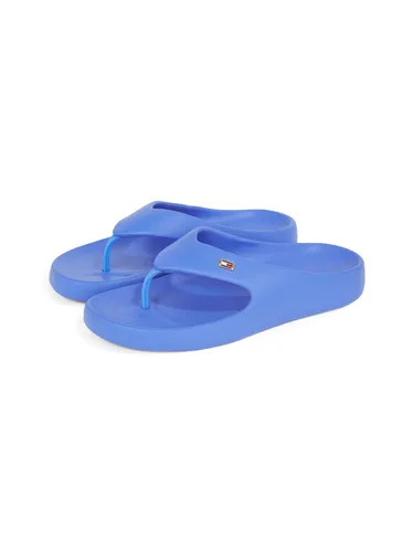 Zehentrenner TOMMY HILFIGER "TH COMFORT BEACH SANDAL", Damen, Gr. 37/38, blau (royalblau), Synthetik, modisch, Schuhe, Dianette, Sommerschuh, Bequemschuh mit kleiner Logostickerei
