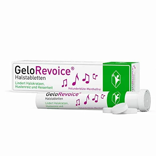 GeloRevoice Halstabletten Holunderblüte-Mentholfrei 20 St. – Bei Halsschmerzen, Halskratzen, Hustenreiz und Heiserkeit, Hilft schnell spürbar