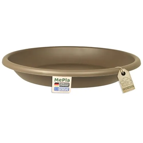 MePla Blumentopf-Untersetzer für Pflanzkübel Cilindro - runder Kunststoff-Unterteller - wetterfestes Pflanzgefäß - UV-beständig - Ø 17 cm (Innen: ø 13,3 cm) - Taupe