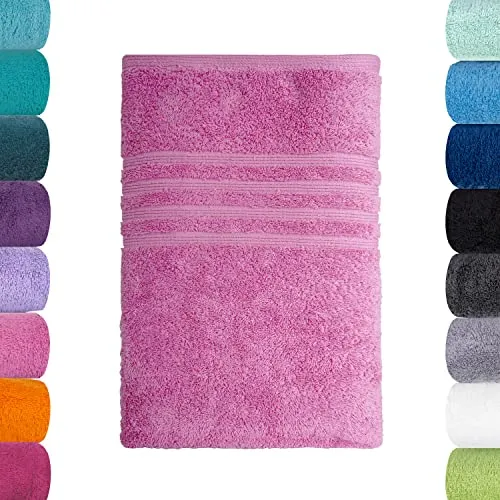 Lavea® Duschtuch 70 x 140 cm, Bali Duschhandtuch groß aus Baumwolle, saugstarkes Handtuch, hochwertige Handtücher aus 100% GOTS Bio-Baumwolle, Premium Frottier Badetuch, Koralle