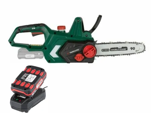 Parkside Akku-Kettensäge PKSA 20-Li mit Akku und Ladegerät - Kettensäge mit 2.0 Ah Akku, ideal für müheloses Schneiden von Holz im Garten oder beim Bau, kabellose Freiheit und hohe Leistung.