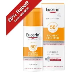 EUCERIN Sun Fluid Pigment Control LSF 50+ - Eucerin Sun Fluid Pigment Control LSF 50+ in 50 ml – Hochwirksamer Sonnenschutz für eine gleichmäßige Hauttönung, ideal für den täglichen Gebrauch.
