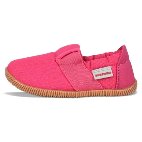 GIESSWEIN Kinder Hausschuhe Söll Slim-Fit - Baumwoll Slippers für Mädchen & Jungen, rutschfeste Kindergarten Schuhe mit Leder Innensohle