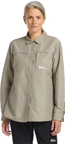 Jack Wolfskin Langarmbluse BARRIER LS SHIRT W grün XS (34) - Stylische Langarmbluse aus schnell trocknendem Material, ideal für aktive Tage. Perfekte Passform in Größe XS, Farbe stone. Pflegeleicht und komfortabel für den täglichen Einsatz.