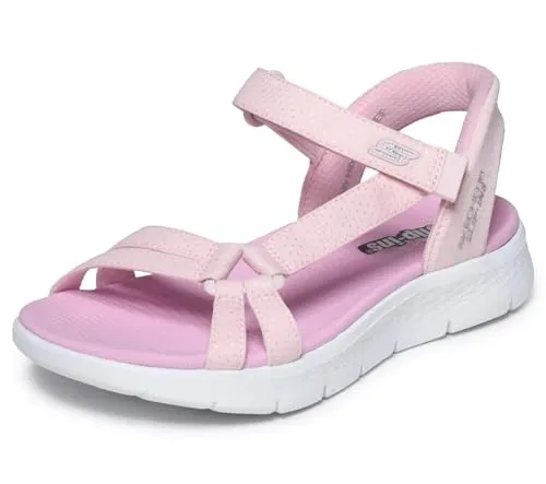 Skechers Baby Mädchen Go Walk Flex Sandal Lots of SOL, Pink, 3 UK Child - Bequeme Riemchensandale für Kinder mit flexiblem Textil-Obermaterial und rutschfester Sohle für unbeschwerten Spielspaß im Freien.