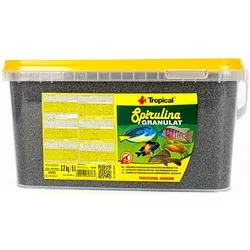 TROPICAL Spirulina Granulat 5000ml - Fischfutter für pflanzen- und allesfressende Fische, enthält 6% Spirulina für optimale Gesundheit und Vitalität in Süßwasser- und Meeresaquarien.