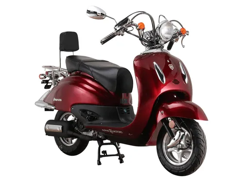 Motorroller Firenze 50 ccm - Retro-Look in Weinrot mit EFI - Motorroller der Kategorie Retro mit modernster Kraftstoffeinspritzung (EFI) für geringeren Verbrauch und weniger Emissionen, ideal für stilbewusste Fahrer.