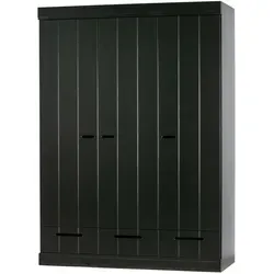 WOOOD Connect Kleiderschrank 3 Türig - Schwarz - Drohnen-Kategorie: Moderner Kleiderschrank aus Kiefer und Melamin mit großzügigem Stauraum und stilvollem Design für Ihr Schlafzimmer.