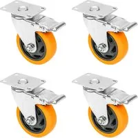 HMF Schwerlastrolle 6710 - Lenkrollen mit Bremse, 100 mm - Möbelrollen Set mit 4 Stück, bis 460 kg Tragkraft, 360°-Schwenkradius für höchste Flexibilität und Sicherheit. Ideal für schwere Möbel und Maschinen.