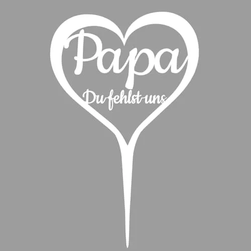 Illumino Grabstecker Herz mit Trauerspruch - Wetterfester Grabschmuck aus hochwertigem Stahl, ideal für liebevolle Erinnerungen an Haustiere. Elegantes Design mit dem Spruch "Papa du fehlst uns".