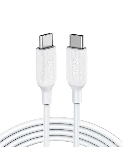 Anker Powerline III USB-C-auf-USB-C-Kabel 2.0, USB-C-Ladekabel für MacBook Pro, 2020, iPad Pro, 2020, Switch, Samsung Galaxy, S20 Plus, S9, S8 Plus, Pixel und mehr, 60 W, 1,8 m, Weiß
