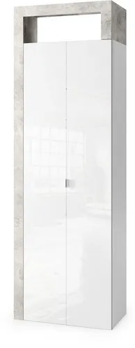 welltime Hochschrank Hamburg Höhe 195 cm, Breite 64 cm, Badezimmerschrank mit 2 Türen, dekorativer Rahmen, offenes Fach, Metallgriff, viel Stauraum
