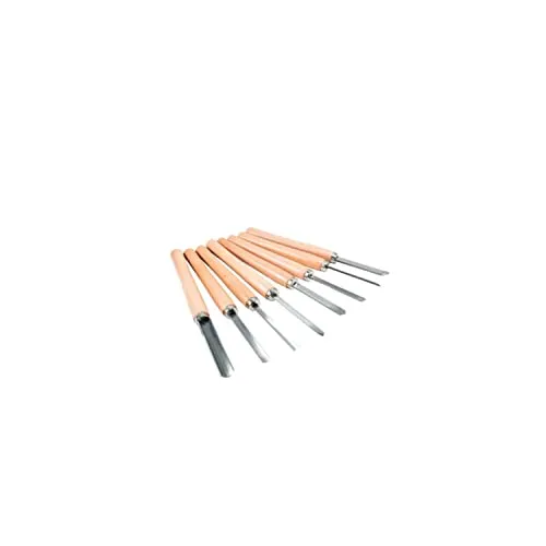 Scheppach Drechselwerkzeug Drechselzubehör inkl. Holzkoffer - 8 teilig | für Drechselmaschine Drehbank Drehtischmaschinen Drechselbank
