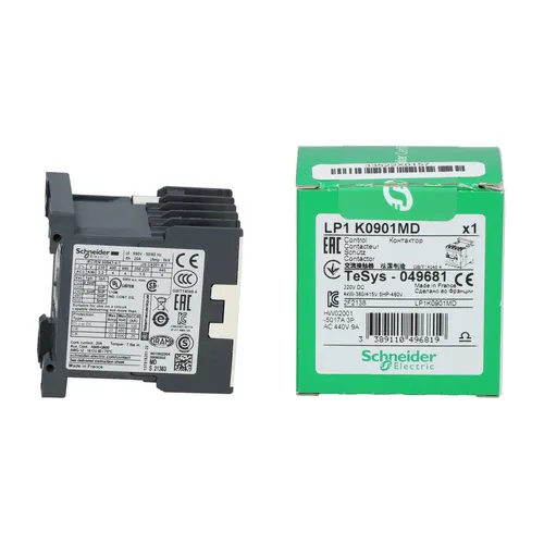 Schneider Electric TeSys K Contactor 3P LP1K0901MD - Hochwertiger 3-poliger Kontaktor für professionelle Anwendungen, zuverlässig und langlebig, ideal für industrielle Steuerungen.