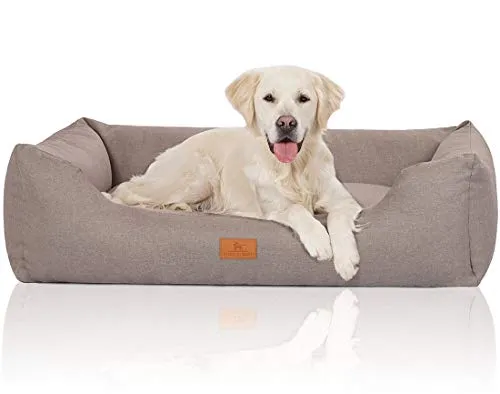 Knuffelwuff Hundebett Lotte XXL - Lichtgrau, 120 x 85 cm - Hochwertiges Hundebett aus robustem Velours, ideal für Komfort und Schutz vor Kälte. Mit abnehmbarem Bezug für einfache Reinigung und rutschfester Unterseite.