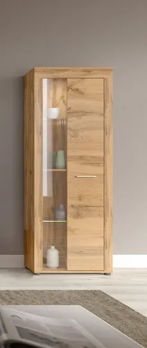 INOSIGN Vitrine Aosta, 159 cm - Elegante Standvitrine mit Glasfront - Vitrine für stilvolle Wohnzimmergestaltung, ausgestattet mit 1 Tür, 3 Glasböden und wechselbarem Türanschlag für individuelle Einrichtungsmöglichkeiten.