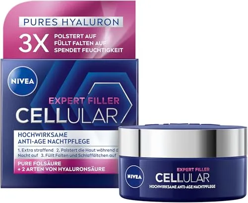 NIVEA Cellular Expert Filler Nachtcreme 50 ml - NIVEA Cellular Expert Filler Nachtcreme für intensive Feuchtigkeit und Unterstützung der Hautregeneration über Nacht. Mit innovativer Formel für ein pralleres Hautbild.
