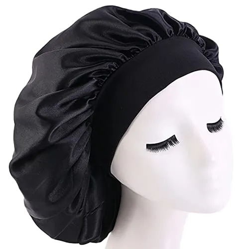 Stück Silk Bonnet,Seidenhaube Schlafhaube,Satin Haarhaube Bonnet,Schlafmütze Nachtmütze Haube Schlafen für lockiges Haar Schlafmütze Seide Kopfhaube-Black 1