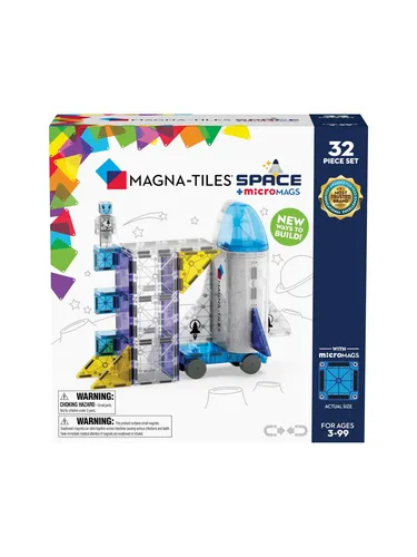 Magna-Tiles Space 32-Piece Magnetic Construction Set - Bauset für kreative Weltraumabenteuer mit 32 Teilen, inklusive einem einzigartigen Space Shuttle zur Aufbewahrung. Fördert spielerisches Lernen und Feinmotorik für Kinder ab 3 Jahren.
