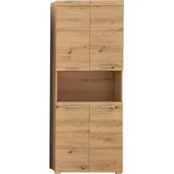 INOSIGN Hochschrank Avena, Badezimmerschrank, Küchenschrank Badezimmerhochschrank mit offenem Fach, 4 Türen und 4 Einlegeböden beige
