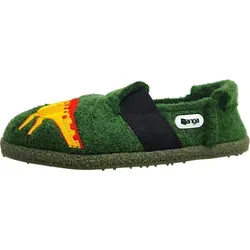 Nanga 2.0 Kinder Hausschuh Dinos EUR 29 - Hausschuhe aus 100% Bio-Schurwolle mit rutschfester Naturkautschuksohle, perfekt für ein angenehmes Fußklima und ideal für coole Jungs.