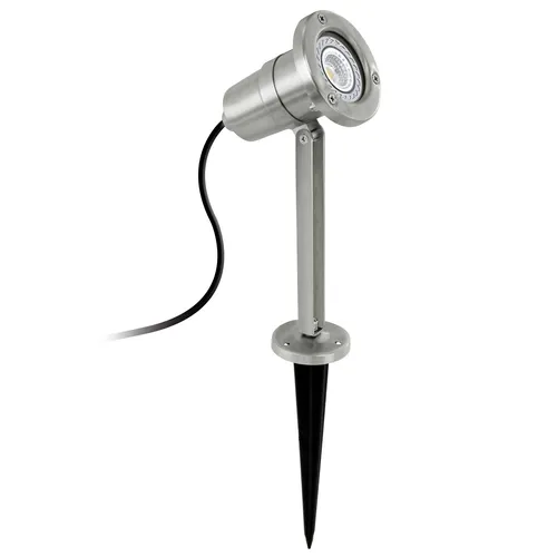 EGLO LED-Gartenstrahler Nema Silber 94111 - Wetterfest mit Erdspieß - Außenleuchten für Garten und Terrasse, wetterfestes Edelstahl-Design mit IP54-Schutz und warmweißem Licht für eine gemütliche Atmosphäre.