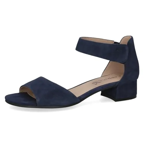CAPRICE Damen Sandalen mit Absatz aus Leder, Blau (Ocean Suede), 42 EU - Elegante Damen Sandalen mit G-Weite für optimalen Tragekomfort. Das innovative Fußbett aus Memory-Schaumstoff passt sich perfekt an und sorgt für ein angenehmes Fußgefühl. Ideal für schicke Anlässe.