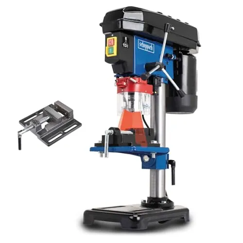Scheppach DP16VLS Tischbohrmaschine - Bohrmaschine mit 500W Motor, 5 Geschwindigkeiten und integriertem Positions-Laser für präzise Bohrungen in Holz, Metall und Kunststoff.