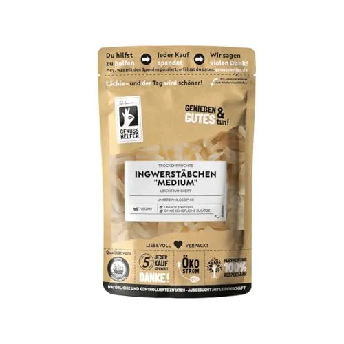 Bremer Gewürzhandel Ingwerstäbchen medium, kandiert, mild im Geschmack, leckerer Snack, 200g