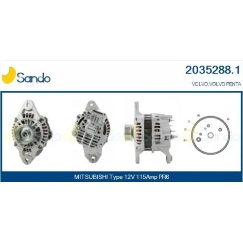 Lichtmaschine 115A Neu Original Mitsubishi A003TR0094 für Volvo Penta D1 D2 D4 - Powerstations - Leistungsstarke 115A Lichtmaschine von Mitsubishi, ideal für Volvo Penta Motoren, sorgt für zuverlässige Stromversorgung auf dem Wasser.