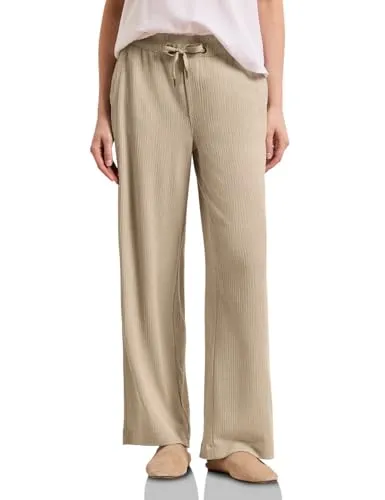 Street One High Waist Wide Leg Hose im Casual Fit Cobble Stone 34 - Stylische Crinkle Crash Hose mit weitem Bein und hohem Bund für einen modernen Look. Perfekt für lässige Outfits und vielseitige Kombinationsmöglichkeiten.