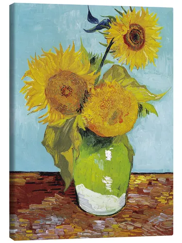 Posterlounge Leinwandbild Vincent van Gogh - Drei Sonnenblumen - Bilder – Hochwertiger Kunstdruck auf Premium-Canvas mit brillanten Farben und hoher UV-Beständigkeit, ideal für stilvolle Wohnräume.