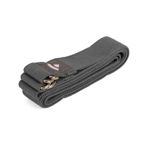 Bodhi Yogagurt 2 in 1 | Yamala Belt aus Baumwolle | Praktisches Yoga Zubehör für Dehnen und Fitness | Waschbarer Carry Strap mit Metallverschluss | Tragegurt für dicke Yogamatten | anthrazit