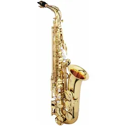 Jupiter JAS510Q Alt Saxophon Goldlack - Saxophon aus hochwertigem Messing mit elegantem Goldlack-Finish, ideal für Anfänger und Fortgeschrittene, inklusive Mundstück, Zubehör und Koffer.