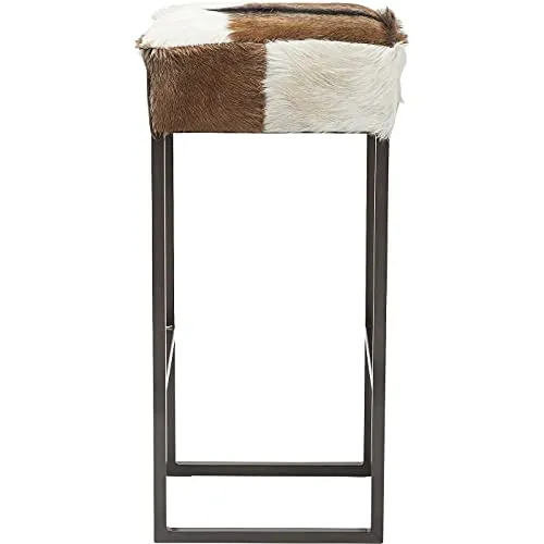 Kare Design Barhocker Country Life – Rustikal und Modern - Stabiler Barhocker mit weiß-braunem Ziegelfellbezug und robustem Stahlgestell. Ideal für lange Abende im Esszimmer. Pflegeleicht und hochwertig für stilvolle Akzente.