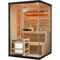 Indoor Sauna Vantaa 120 - Salzstein, 120x120cm für 2 Personen, mit leistungsstarkem 3,5 kW Harvia Saunaofen