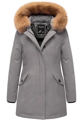 REPUBLIX Damen Gefütterte Winterjacke RJ-8012 in Grau 3XL - Elegante Damen Winterjacke von REPUBLIX mit femininer Passform. Strapazierfähiges Material sorgt für Wärme und Komfort. Mit Kunstfellkragen & Kapuze für zusätzlichen Wetterschutz. Ideal für Alltag und Outdoor-Aktivitäten.