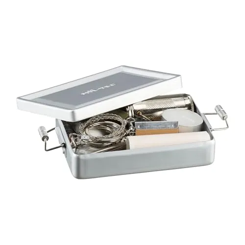 Mil-Tec Überlebenskit-16027100 - Überlebenskit Silber - Survival-Kit mit wasserdichter Notfallkapsel, ideal für Notfälle und Outdoor-Abenteuer, enthält essentielle Überlebensutensilien.
